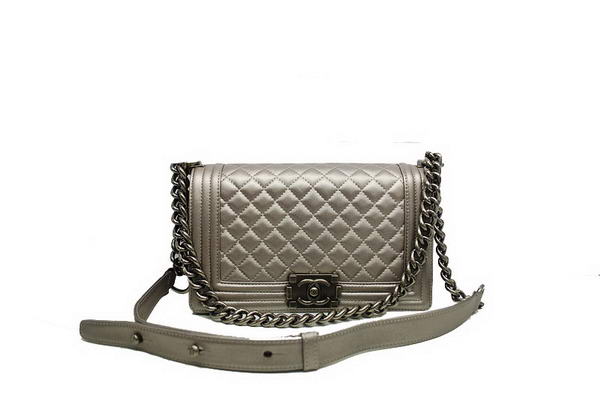7A Chanel Boy Flap Shoulder Bag A30172 Grey Sheepskin Leather Online